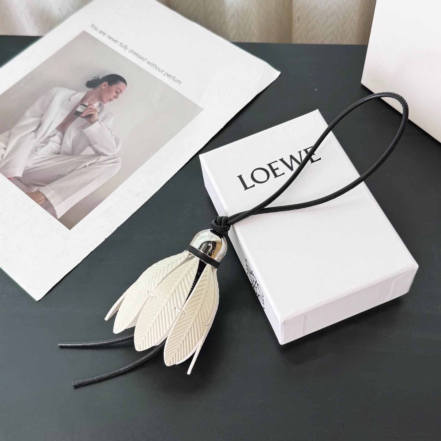 Badminton charm in classic calfskin