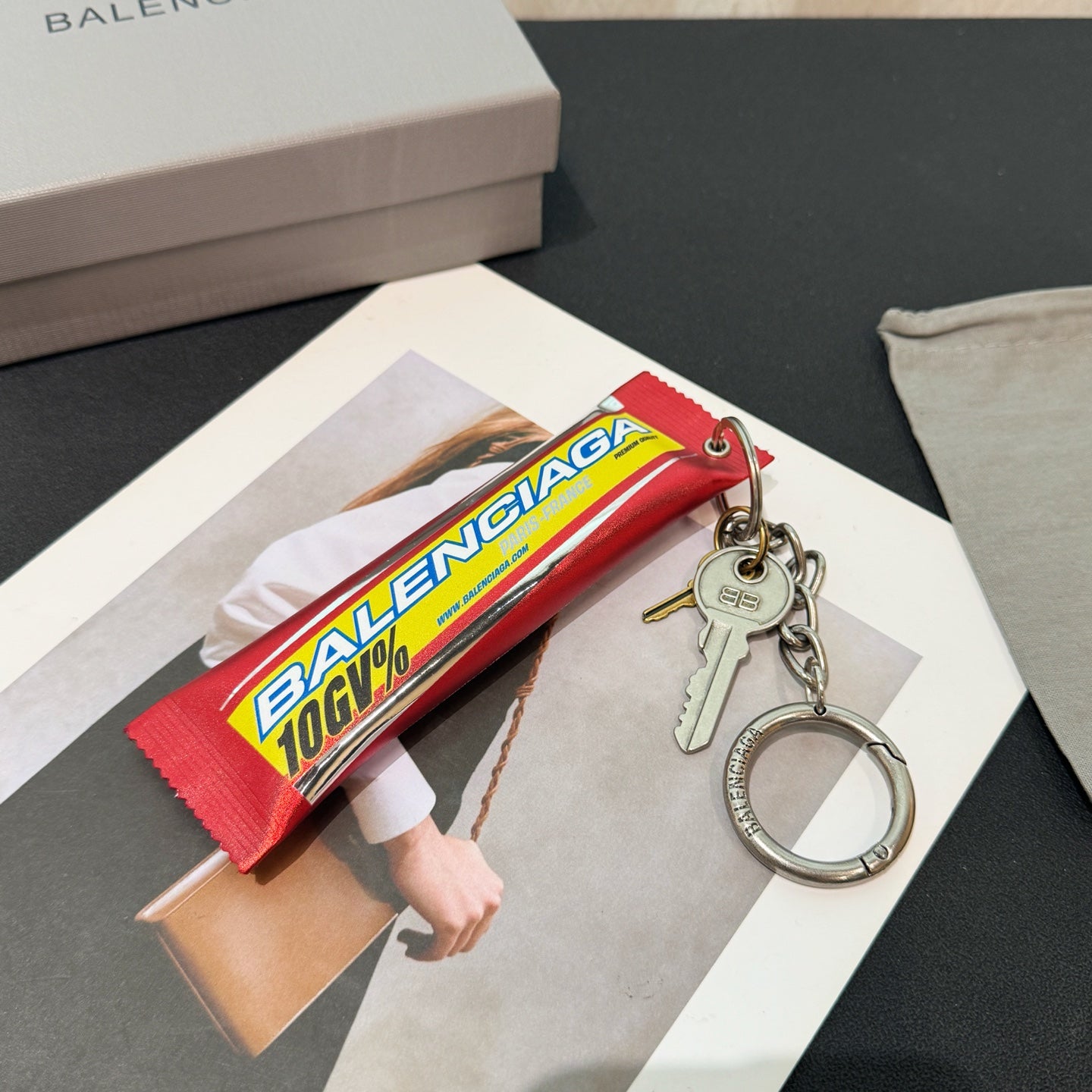 Snack Charm / Keychain in Red "10GV%" Sweet Treat Artwork
