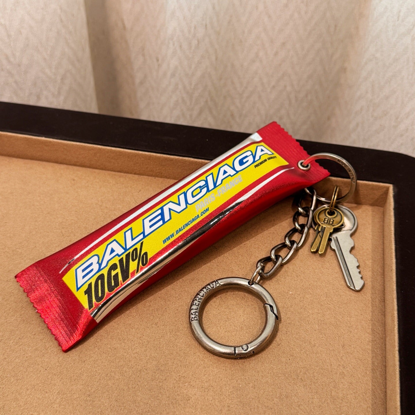 Snack Charm / Keychain in Red "10GV%" Sweet Treat Artwork