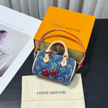 Micro Speedy Denim Cerise Bag Charm