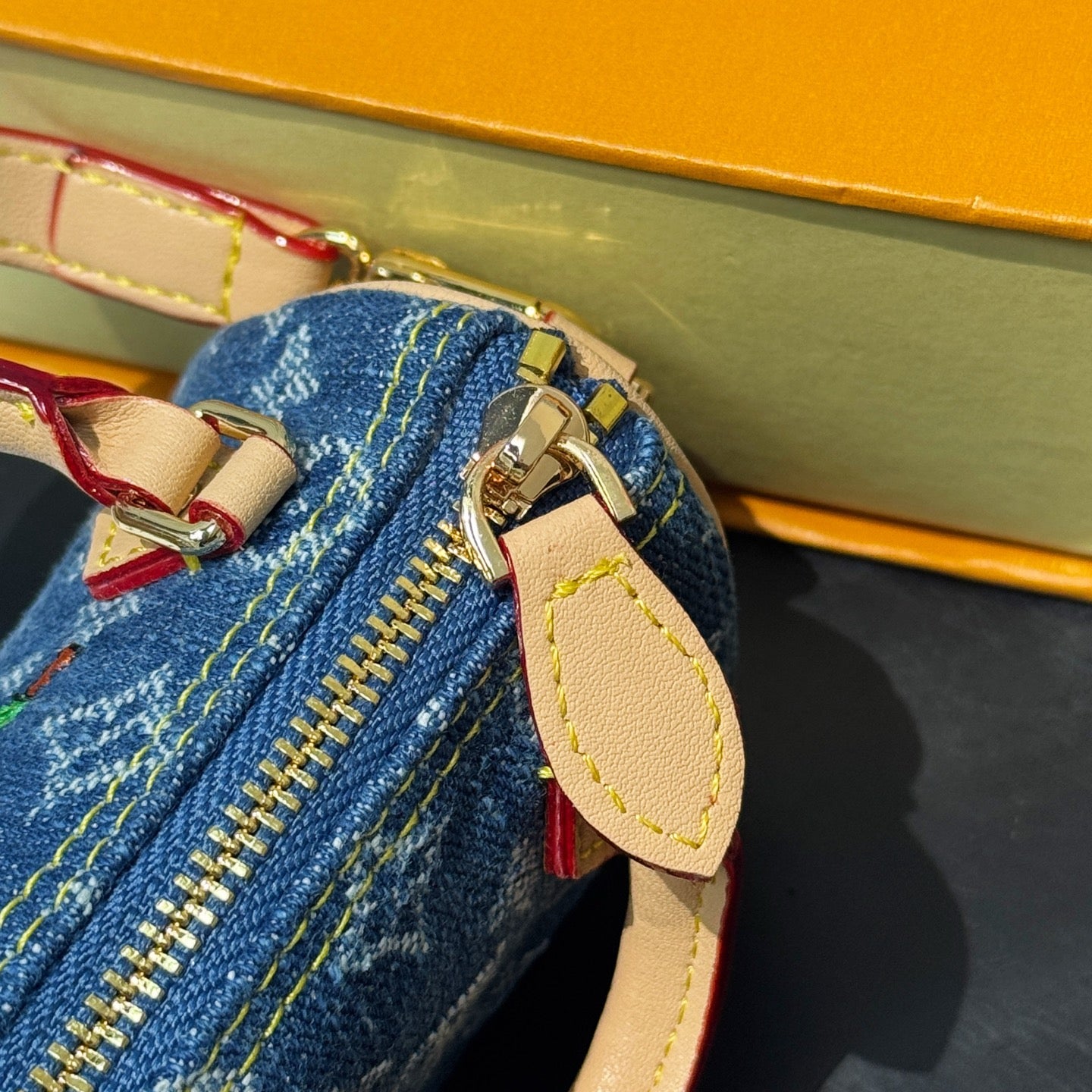 Micro Speedy Denim Cerise Bag Charm