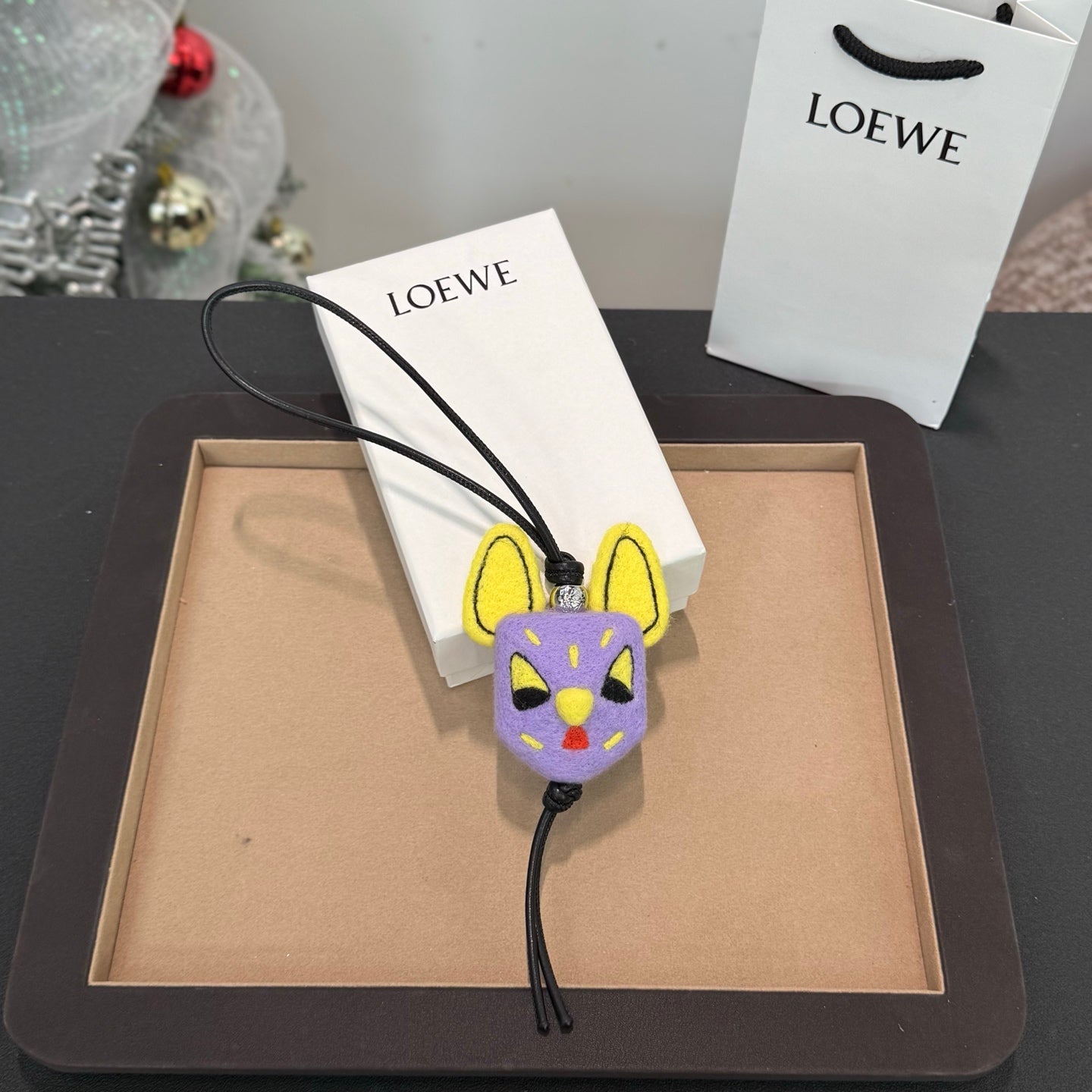 Futurist Cat Felt Bag Charm