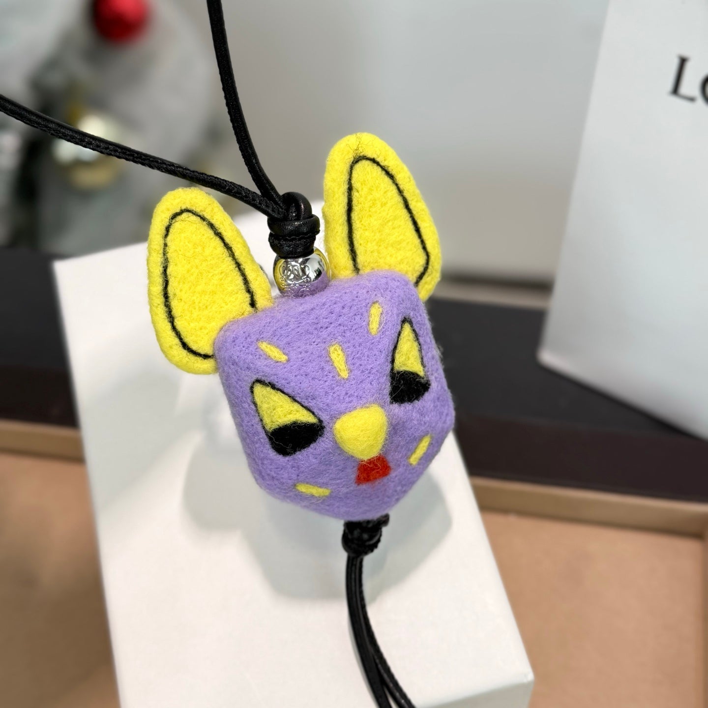 Futurist Cat Felt Bag Charm