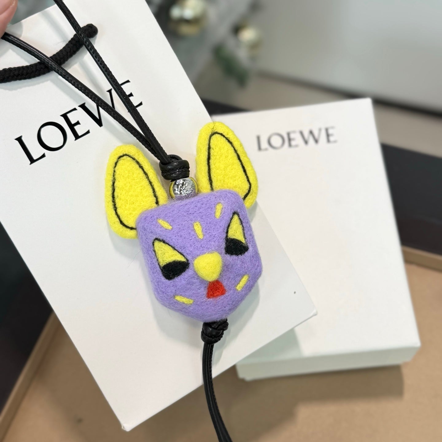 Futurist Cat Felt Bag Charm