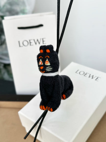 Black Futurist Cat Felt Bag Charm