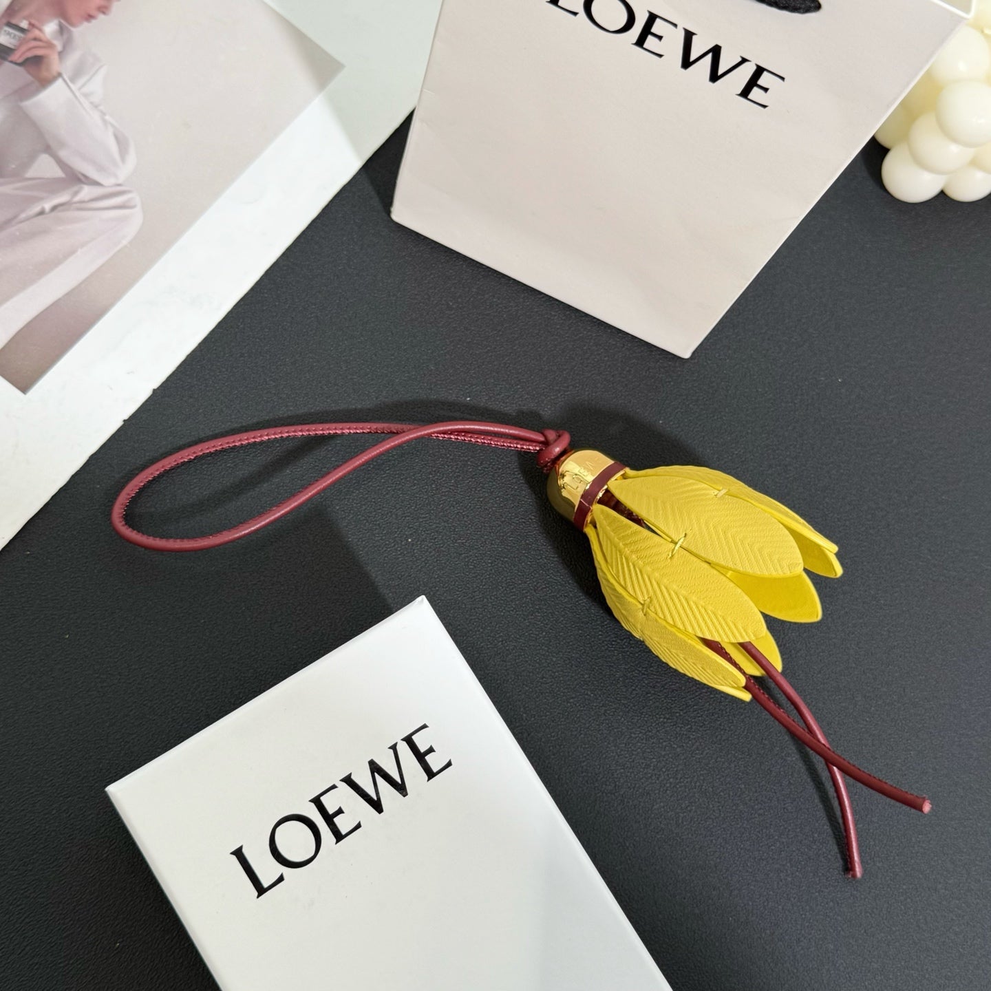 Badminton charm in classic calfskin
