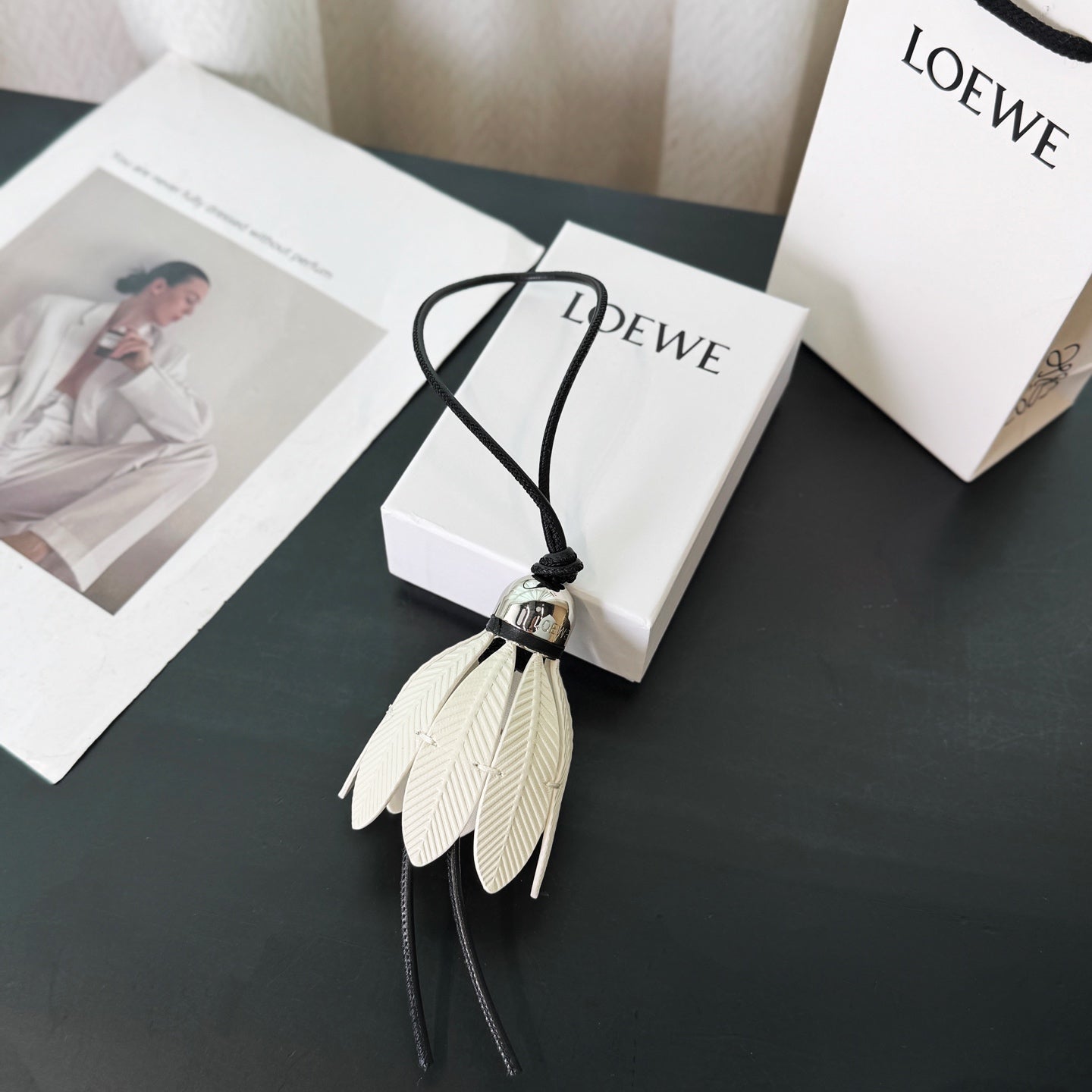 Badminton charm in classic calfskin