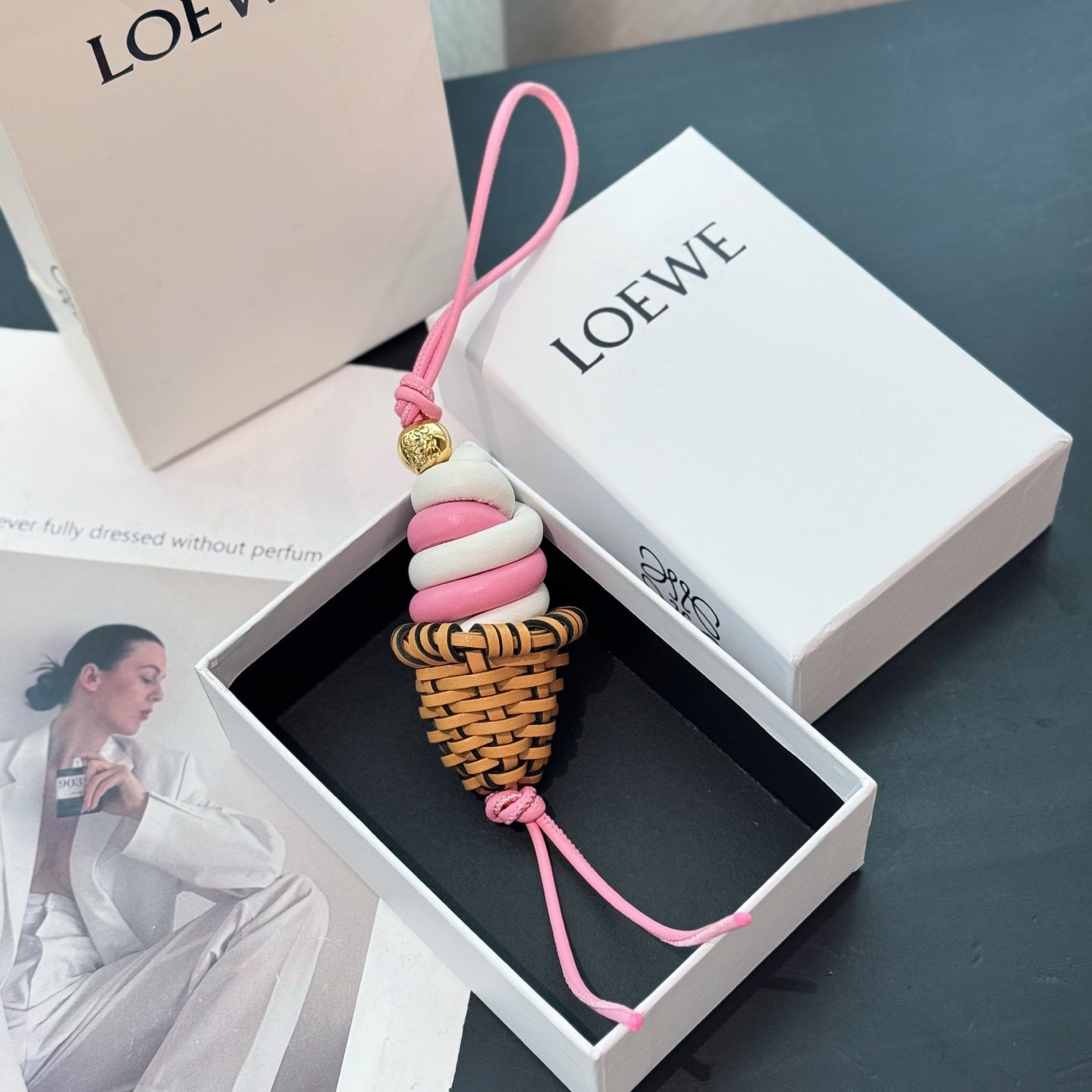Ice cream charm in classic calfskin