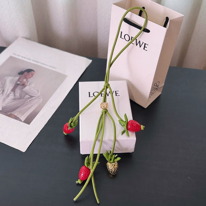 Strawberry Flower Bag Charm