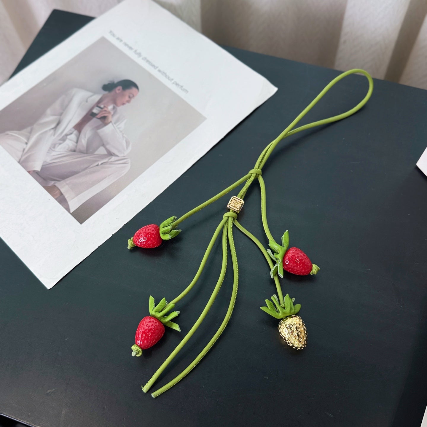 Strawberry Flower Bag Charm