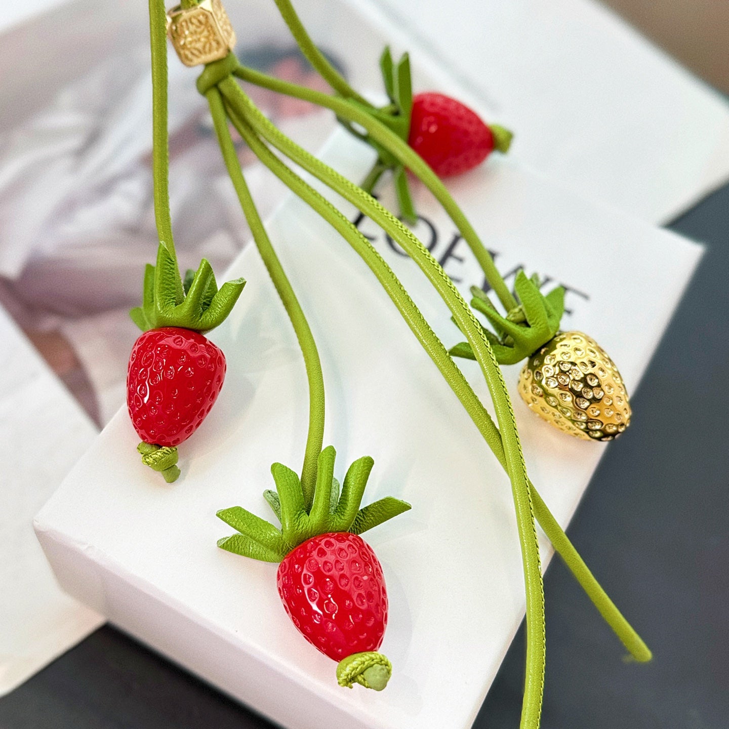 Strawberry Flower Bag Charm