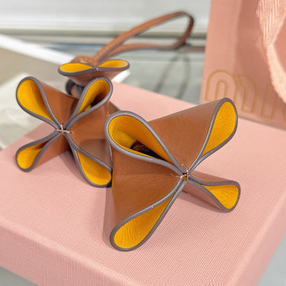 Leather Flower Bag Charm