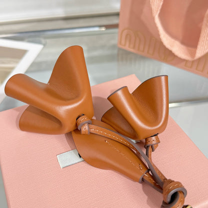 Leather Flower Bag Charm