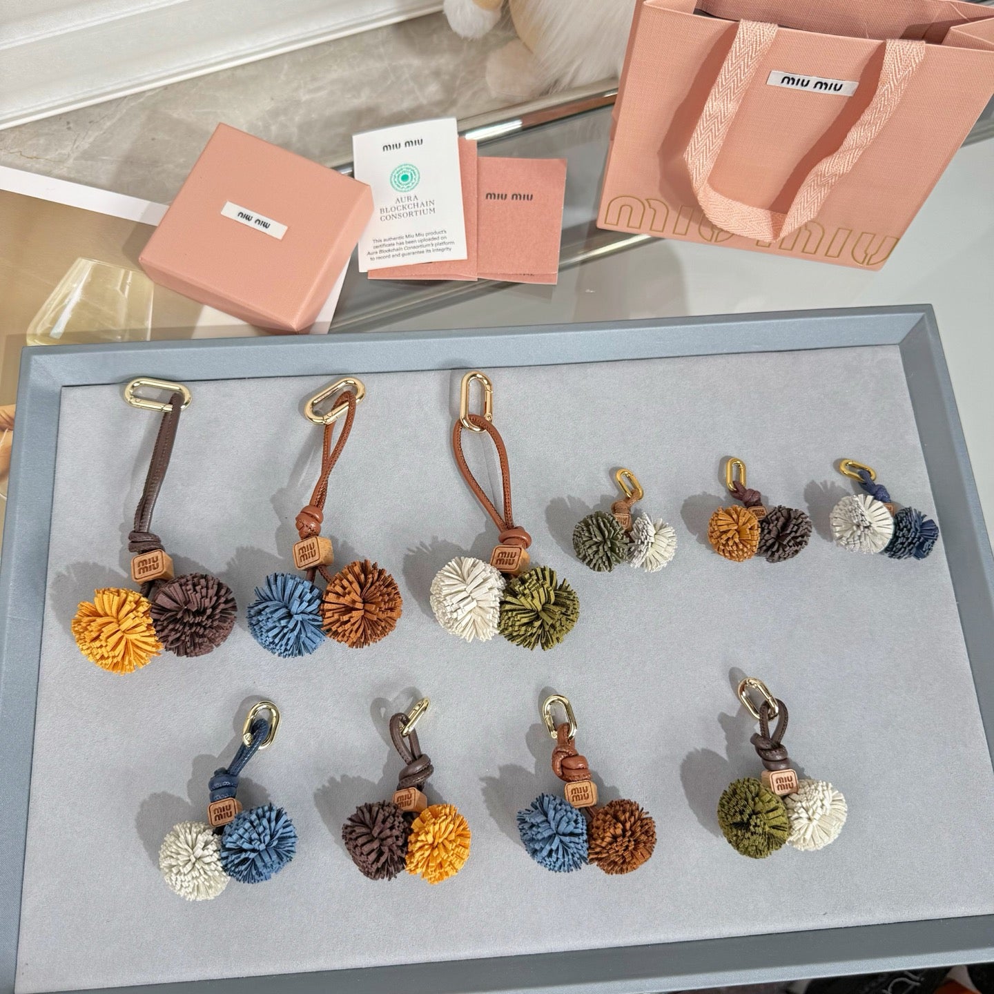 Leather Pom-Pom Bag Charm