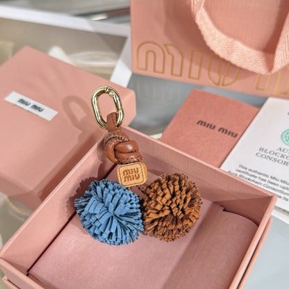 Leather Pom-Pom Bag Charm