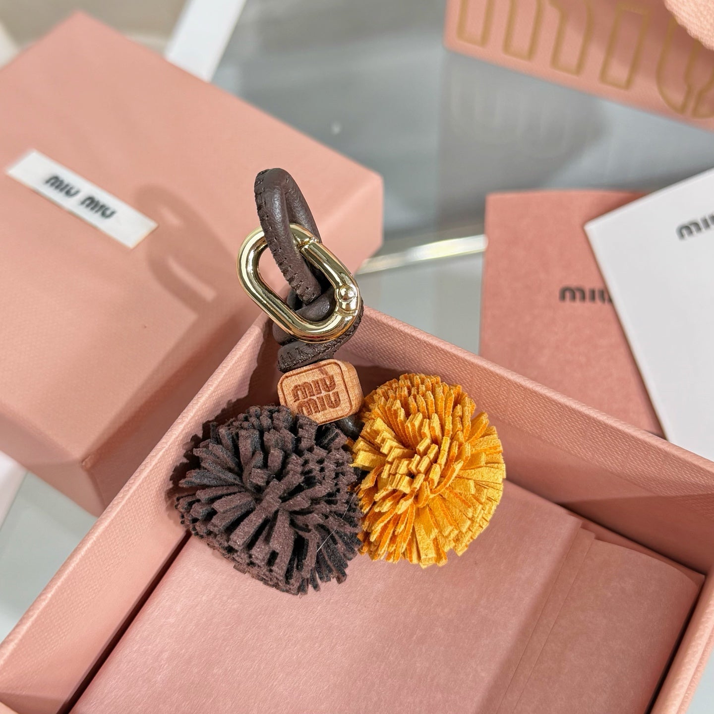 Leather Pom-Pom Bag Charm
