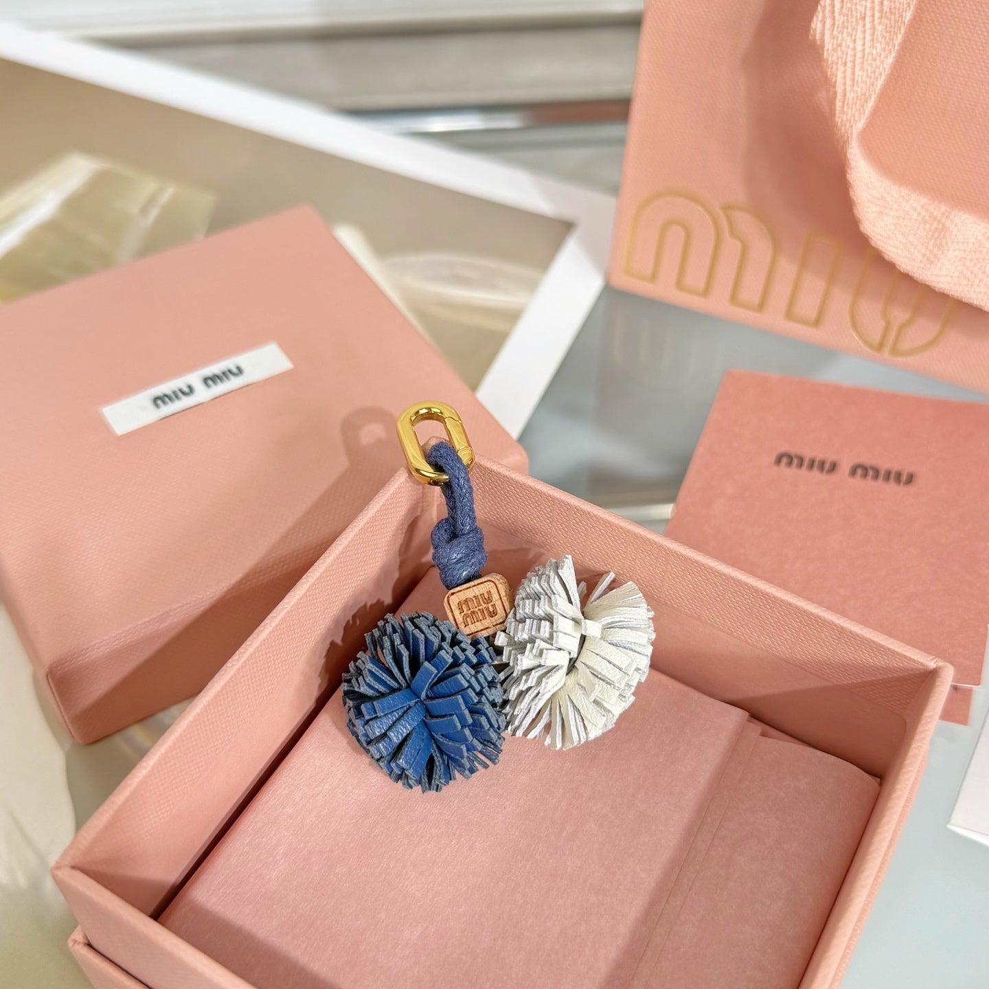 Leather Pom-Pom Bag Charm