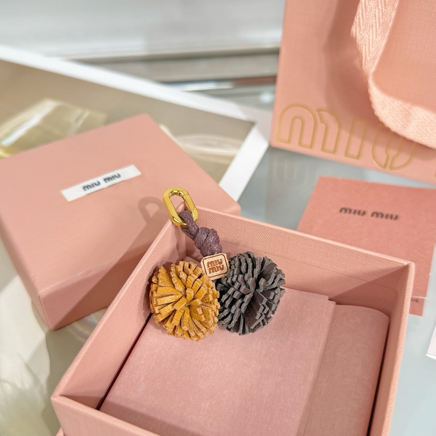 Leather Pom-Pom Bag Charm