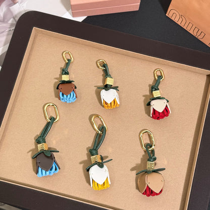 Leather Rose Bud Bag Charm