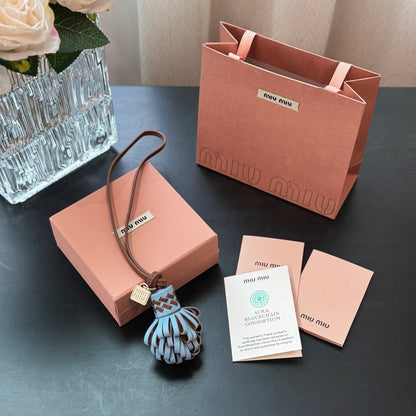 Two-Tone Leather Tassel Pom-Pom Bag Charm