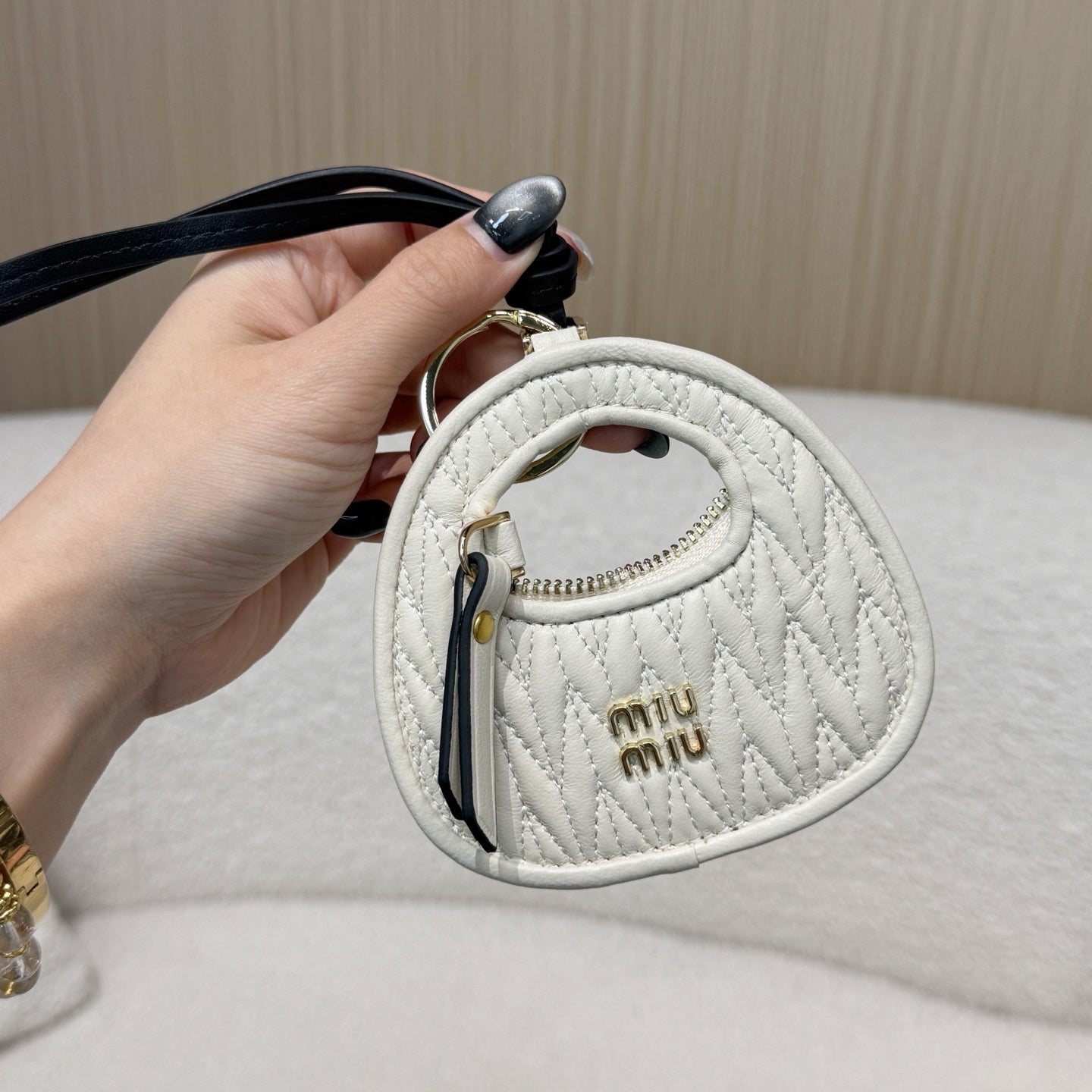 Wander Matelassé Mini Hobo Bag Charm / Leather Trick Keychain