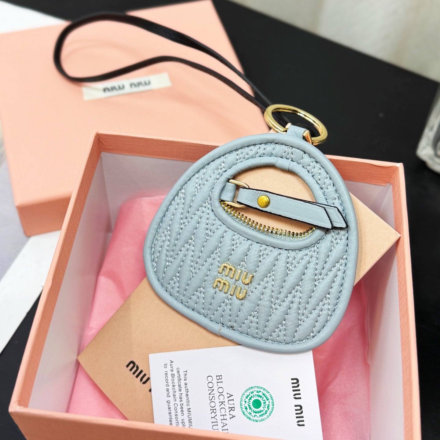 Wander Matelassé Mini Hobo Bag Charm / Leather Trick Keychain