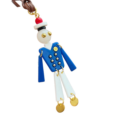 Beaded Puppet Robot Bag Charm, Retro Resin & Metal Keychain Trick