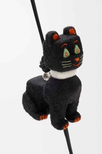 Black Futurist Cat Felt Bag Charm