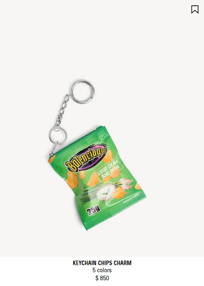 Keychain Chips Charm in green glossy calfskin