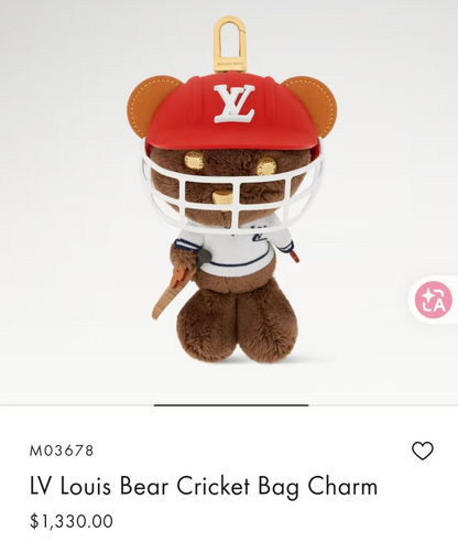 Bear Cricket Bag Charm